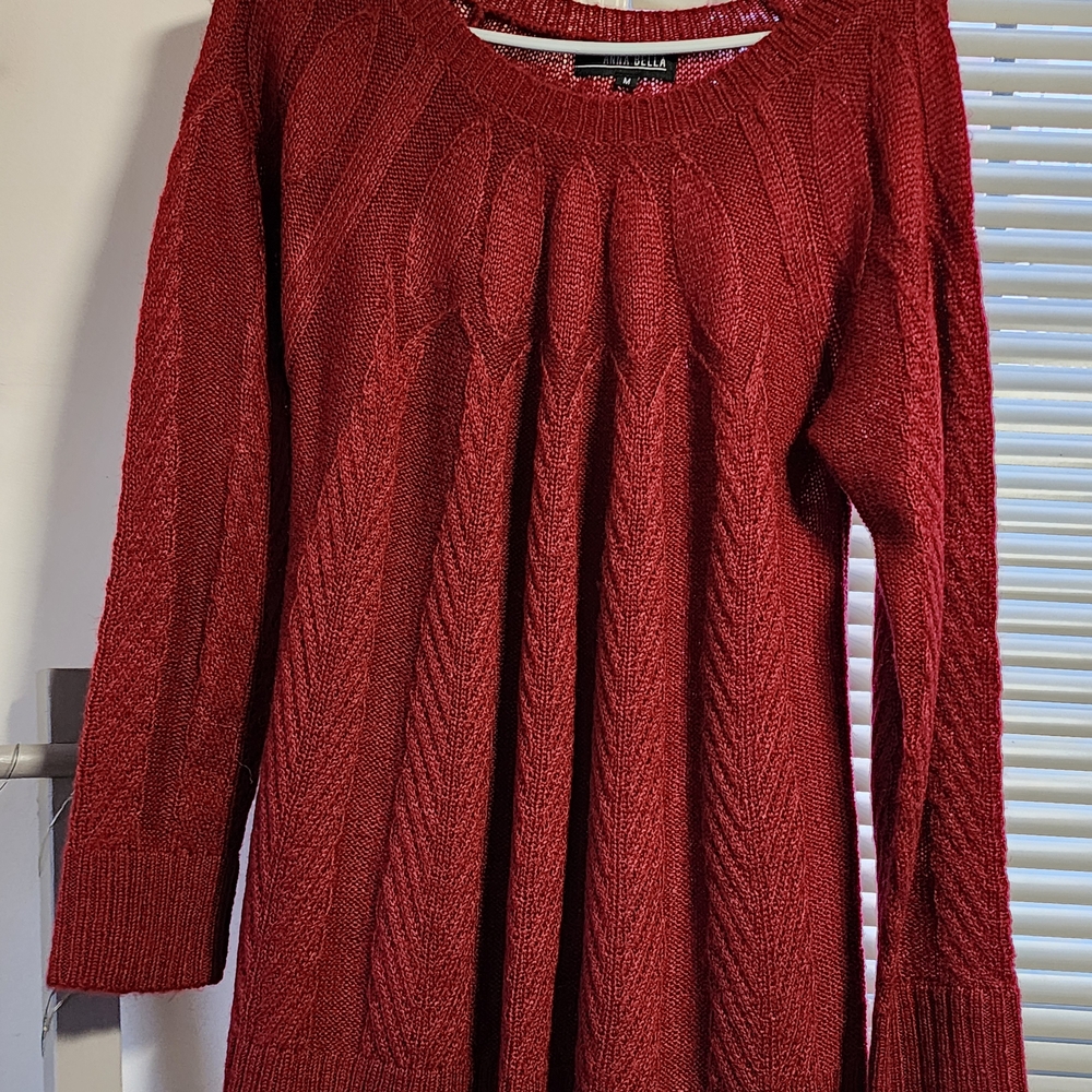 Annabella Red Crew Neck Sweater Timeless Design
